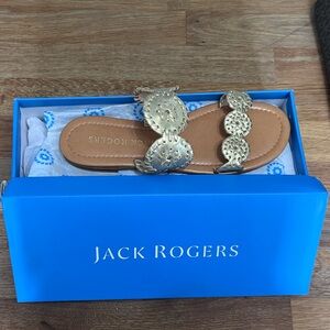 NWT JACK ROGERS LAUREN 2 PLATINUM SANDALS